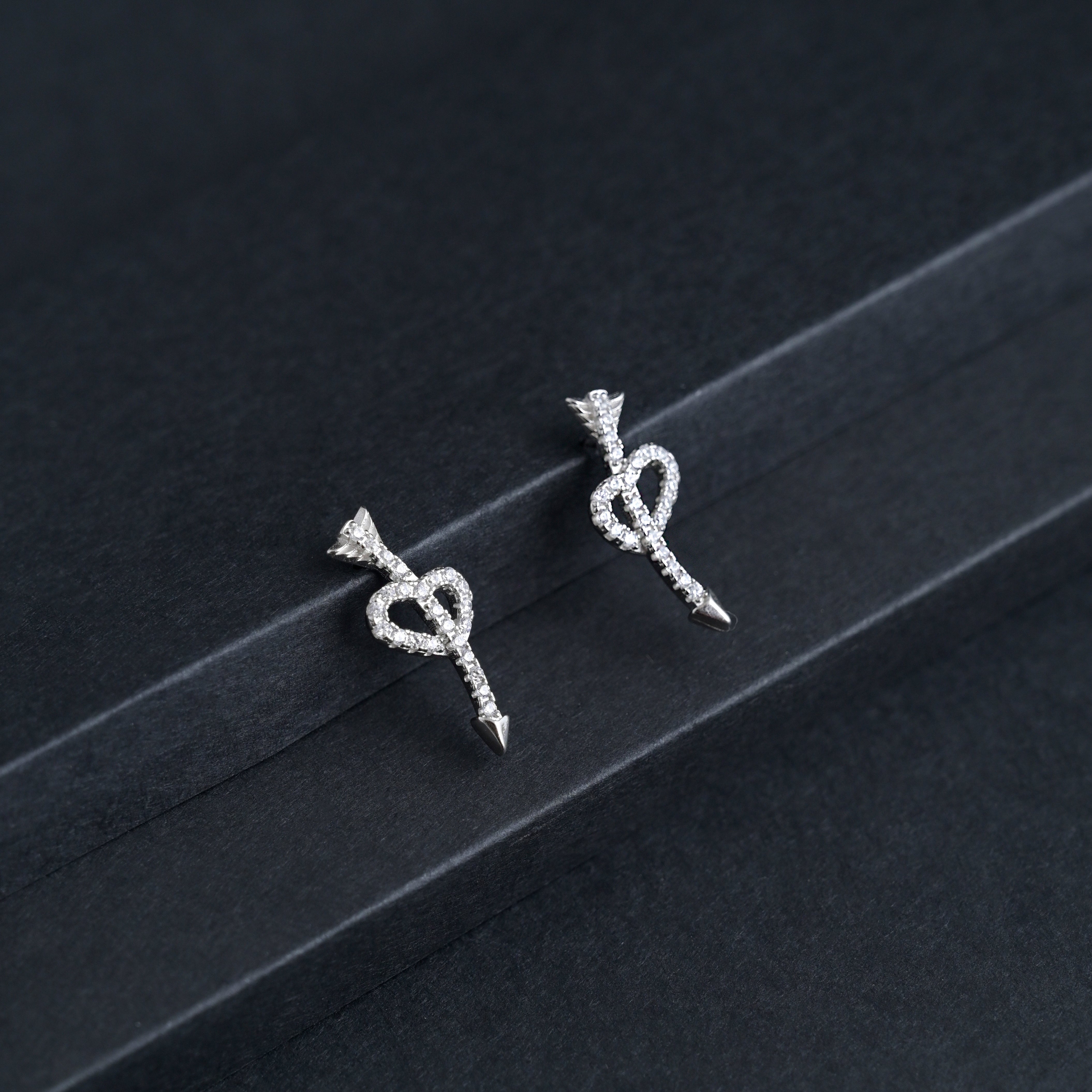Silver Bow-n-Arrow Earrings image 0